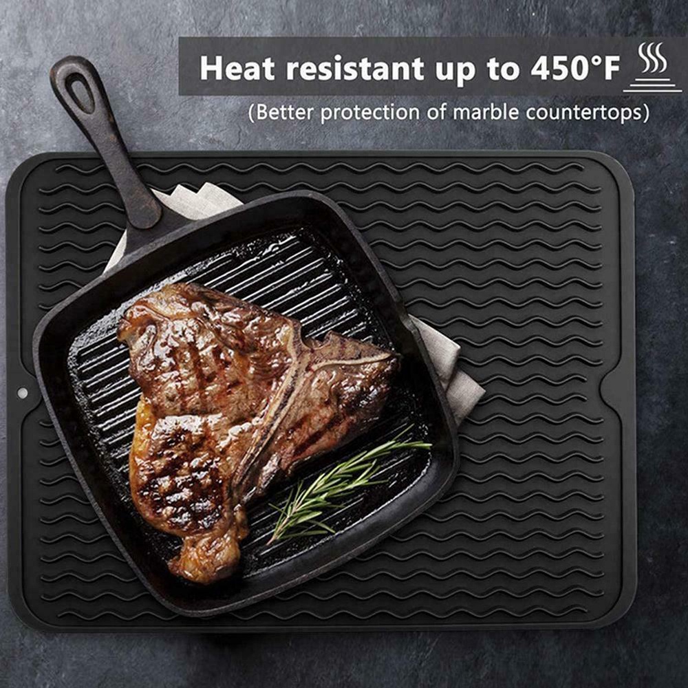 DORAW Kitchen Silicone Drying Mat Non-slip Placemat Heat Insulation Pad Wave Draining Pad Dish Holder Heat Resistant Foldable Table Mat/Multicolor