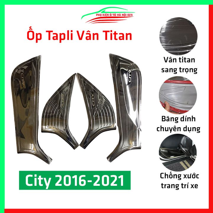 Bộ ốp tapli City 2016-2020 vân Titan chống xước va đập khi mở cửa và làm đẹp xe