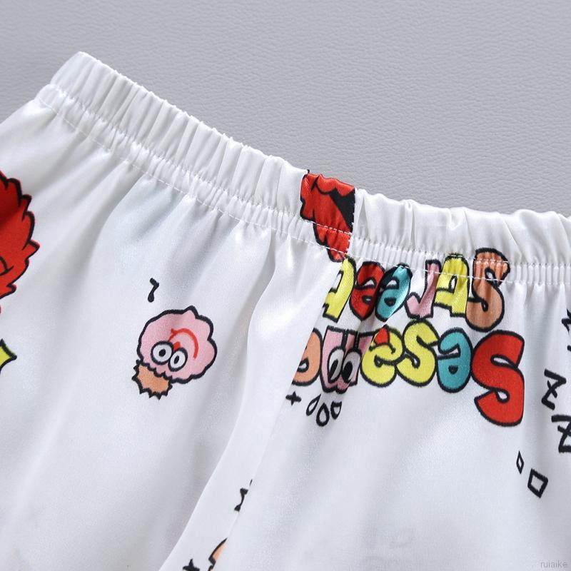 Bộ Đồ Ngủ Vải Lụa Satin In Họa Tiết Hoạt Hình Cho Bé Gái 0-6 Tuổi