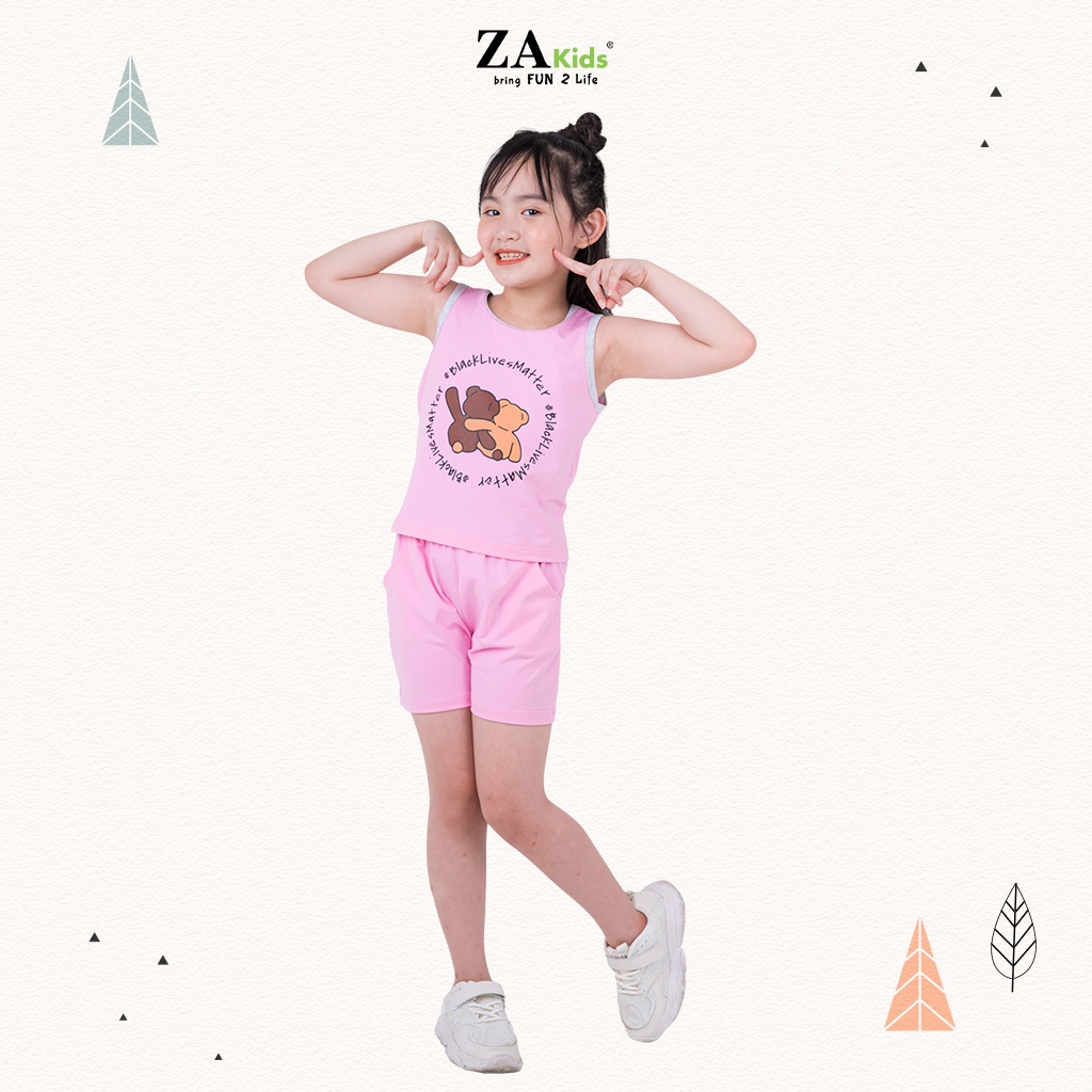 Bộ Quần Áo Thun Sát Nách Bé Gái (1-5 Tuổi) Zakids 22136G