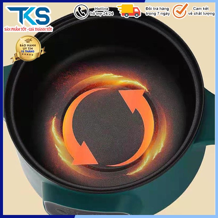 Nồi Lẩu Điện Mini Đa Năng Xào, Hấp, Chiên, Nấu Cơm, Nấu Cháo Tặng Kèm Bộ Dụng Cụ 6 Món