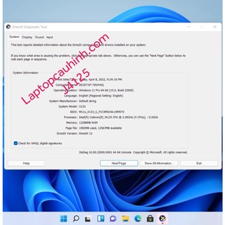 Máy tính xách tay, Laptop Intel J4125, Ram12GB, SSD 512GB