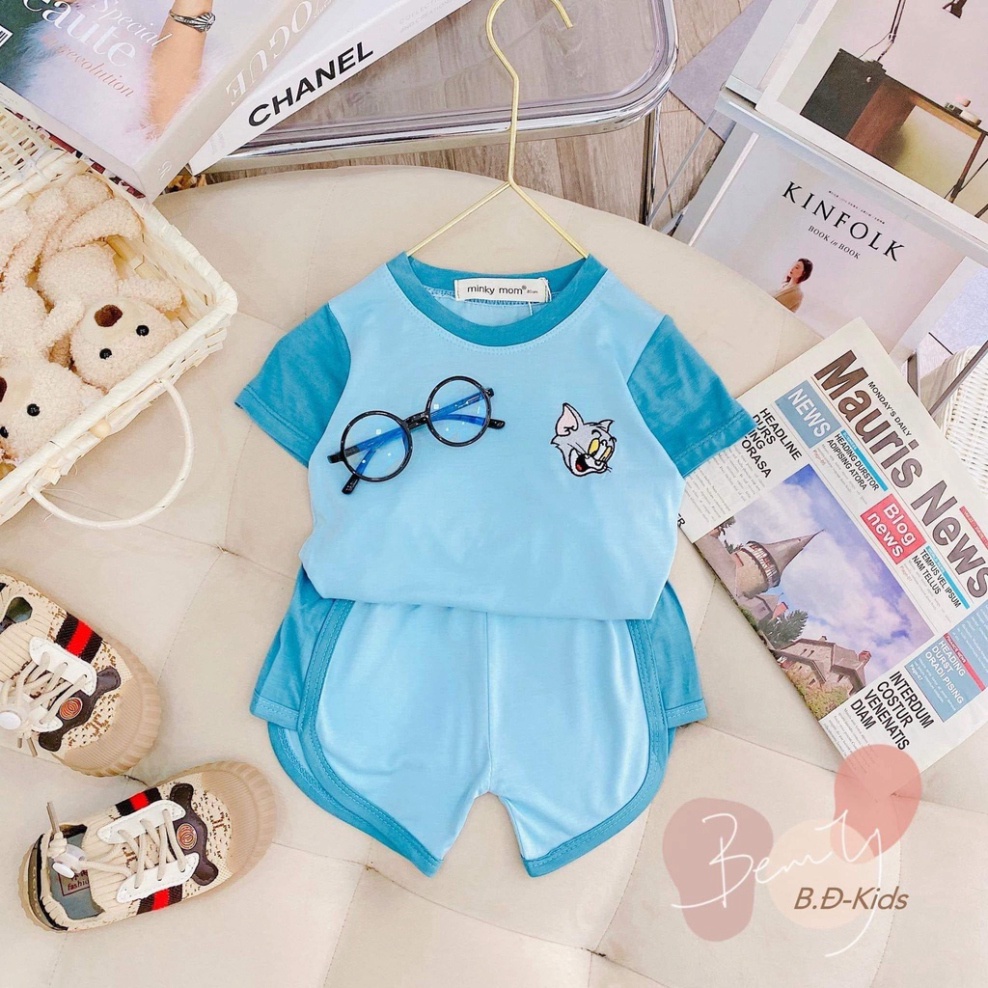 Sale sốc Bộ Cộc Tay Minky Mom Thun Lạnh  cho bé họa tiết THÊU Mic Ky xinh xắn cho bé trai bé gái 5-18kg  hàng đẹp