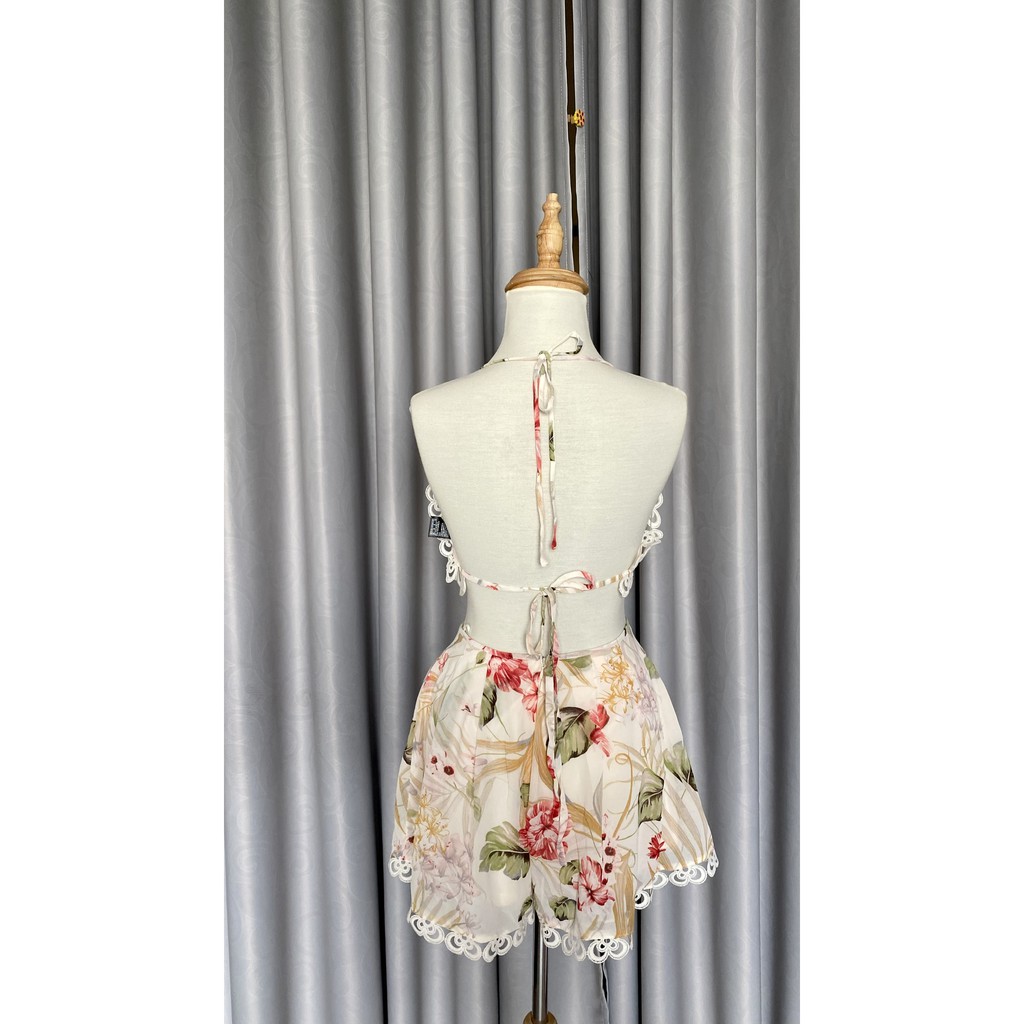 Set bộ croptop + short váy hoa