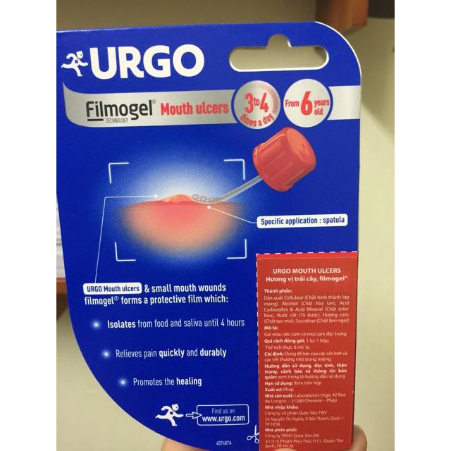 Gel Chăm Sóc Vết Loét, Vết Thương Nhỏ Trong Miệng Urgo Mouth Ulcers Fimogel 6ml