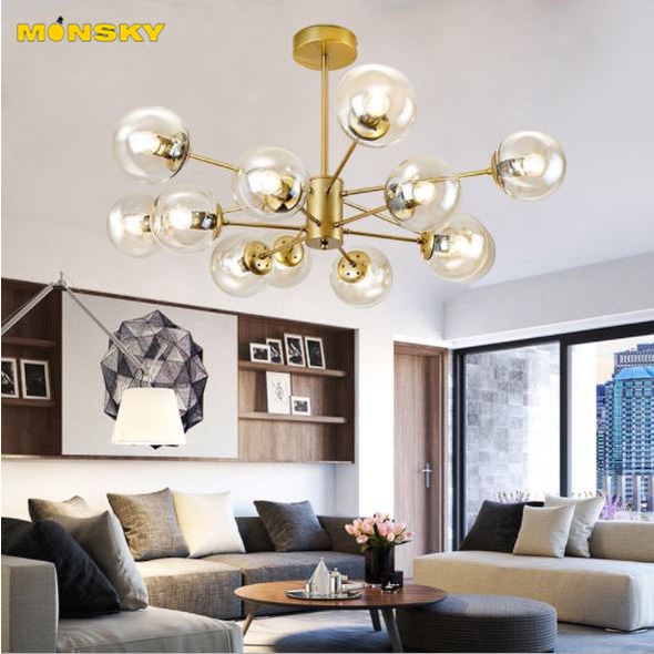 Đèn chùm MONSKY INSOL sang trọng, tinh tế trang trí phòng khách hiện đại - kèm bóng LED chuyên dụng.