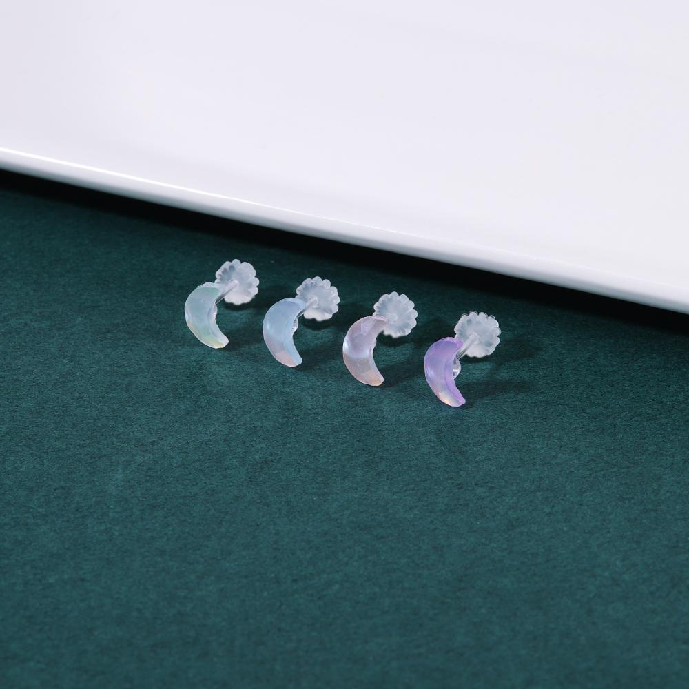 1 Cặp Bông Tai 20G Hình Động Vật / Trái Tim / Mặt Trăng / Ốc Sên Bằng Nhựa Acrylic Dễ Thương