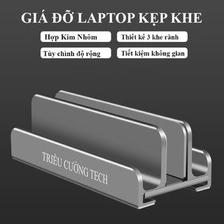 Giá Đỡ Kiêm Đế Kẹp 3 Khe Đa Năng Hợp Kim Nhôm Nguyên Khối Dựng Đứng Cho Thiết Bị Điện Tử Laptop Macbook Ipad Điện Thoại