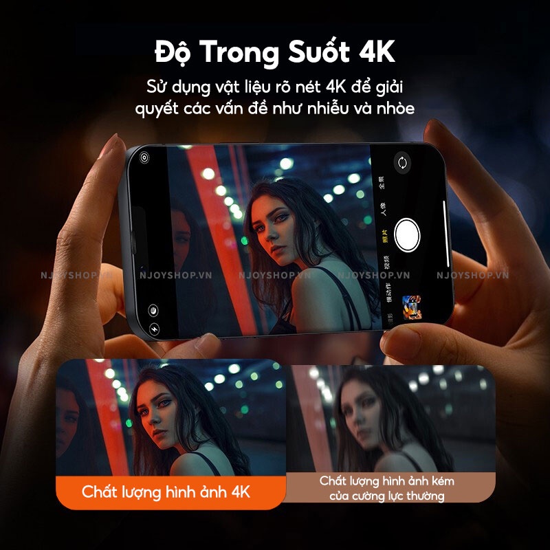 Kính Cường Lực Chống Nhìn Trộm Privacy Cao Cấp Không Tối Màn Hình Full Viền Cho Ip 13 Pro Max 12 Pro Max Njoyshop