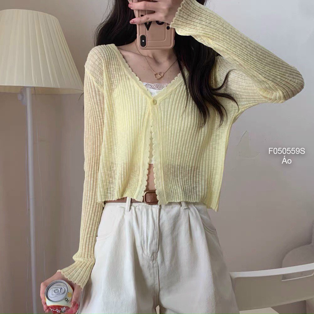 Áo khoác len nút mỏng hàng nhập QC!