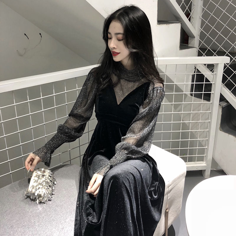 Set Áo Thun Dài Tay + Đầm Yếm Dài Thời Trang Nữ Tính
