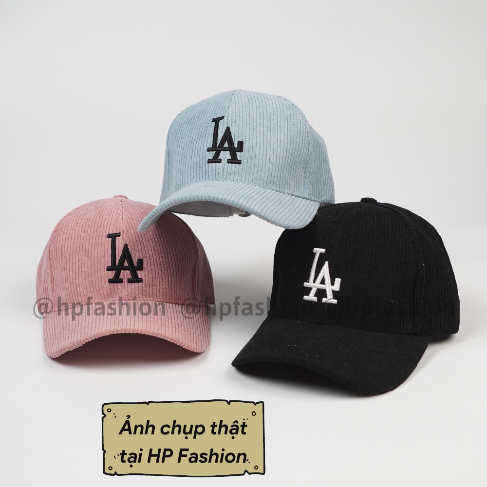 Mũ lưỡi trai ❤️ Nón kết thêu hình chữ LA chất nhung tăm cao cấp form unisex nam nữ N81 - Happy Style