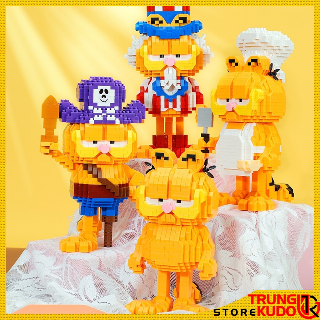 Mô hình Mèo Garfield dạng Đồ chơi xếp hình dùng làm quà tặng bạn trai bạn gái, đồ Decor