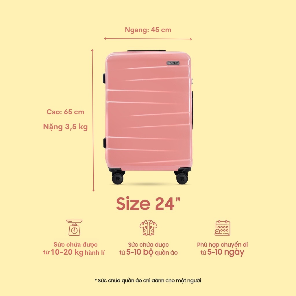 Vali Kéo Du Lịch Rover One – Size 24″ (Ký Gửi) – Siêu Bền – Chống Bể Vỡ – Bảo Hành 5 Năm hover