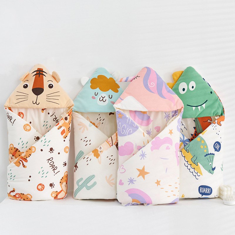 Chăn ủ cho bé sơ sinh, ủ trần bông MỊN KIDS, in họa tiết cute dành cho bé 0 - 12 - U1