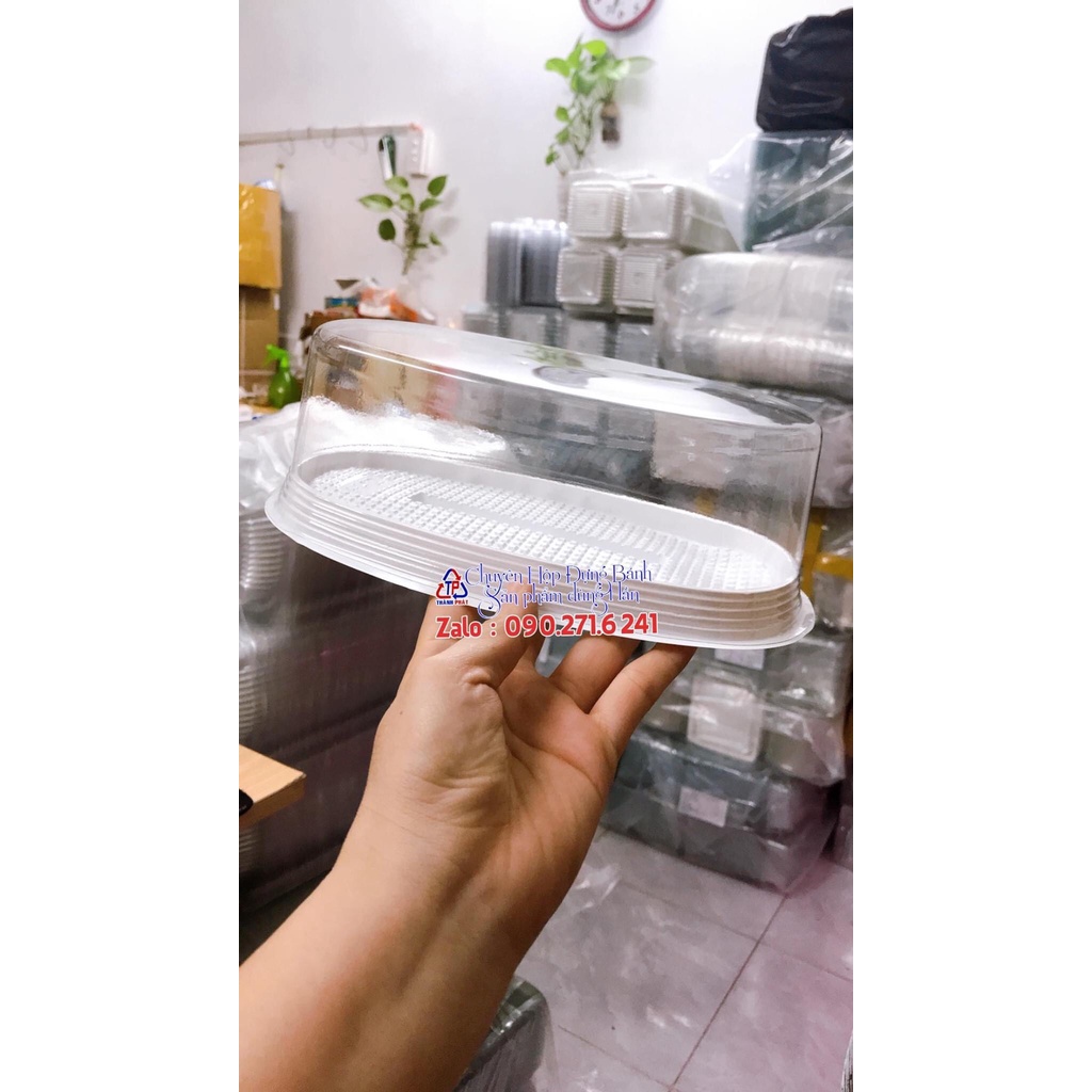 50 Hộp oval đế trắng H12 đựng bánh mì hoa cúc - Hộp oval đựng bánh gato flan - râu câu cá chép