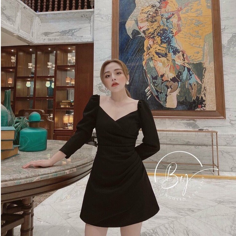 Váy Đầm Cổ Vuông Tim Nhún Li | BigBuy360 - bigbuy360.vn