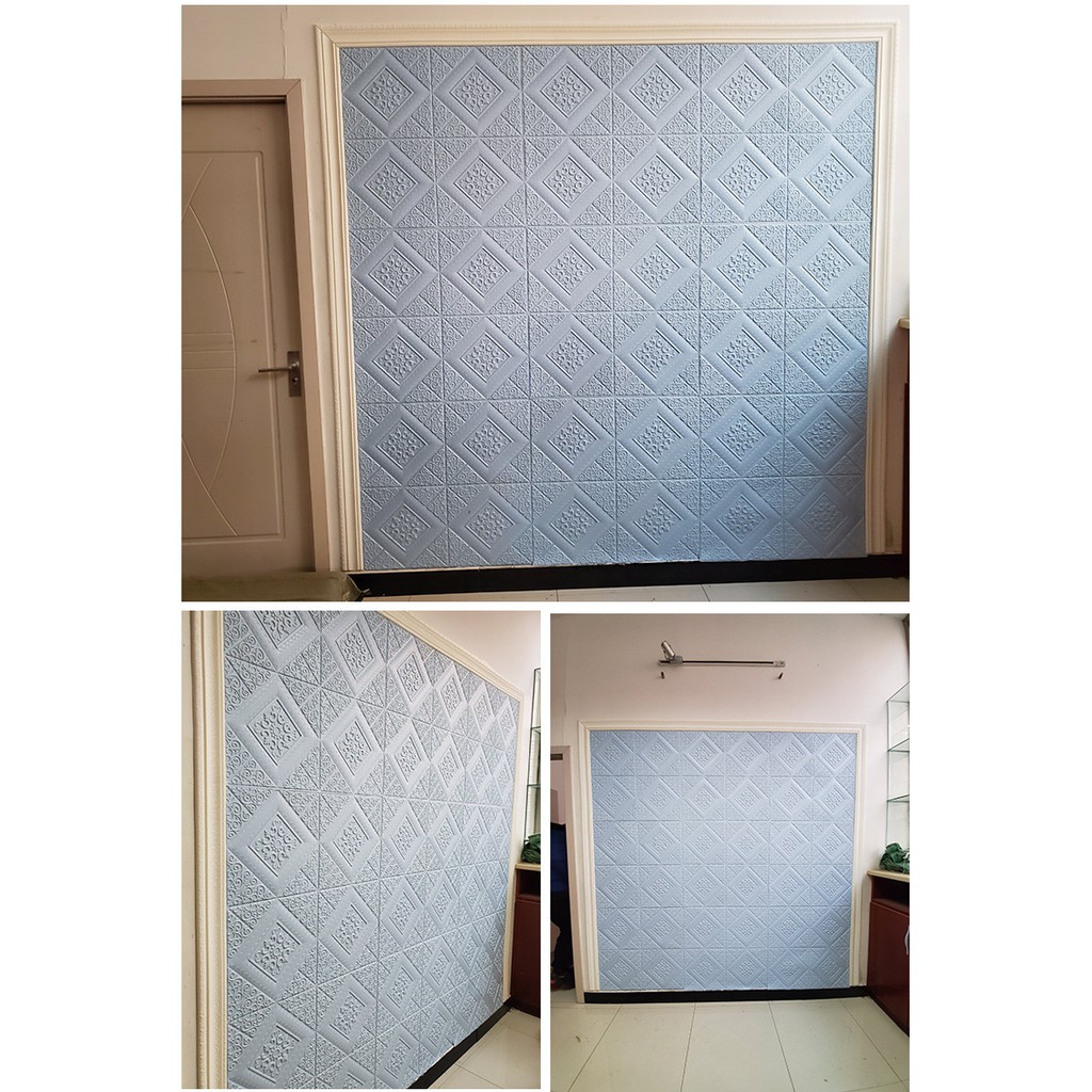 Sticker Xốp Dán Tường Trang Trí Phòng Ngủ Họa Tiết 3D Chống Thấm Nước