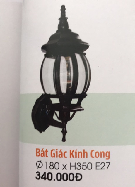 Đèn vách trang trí bát giác cong tặng bóng đèn led