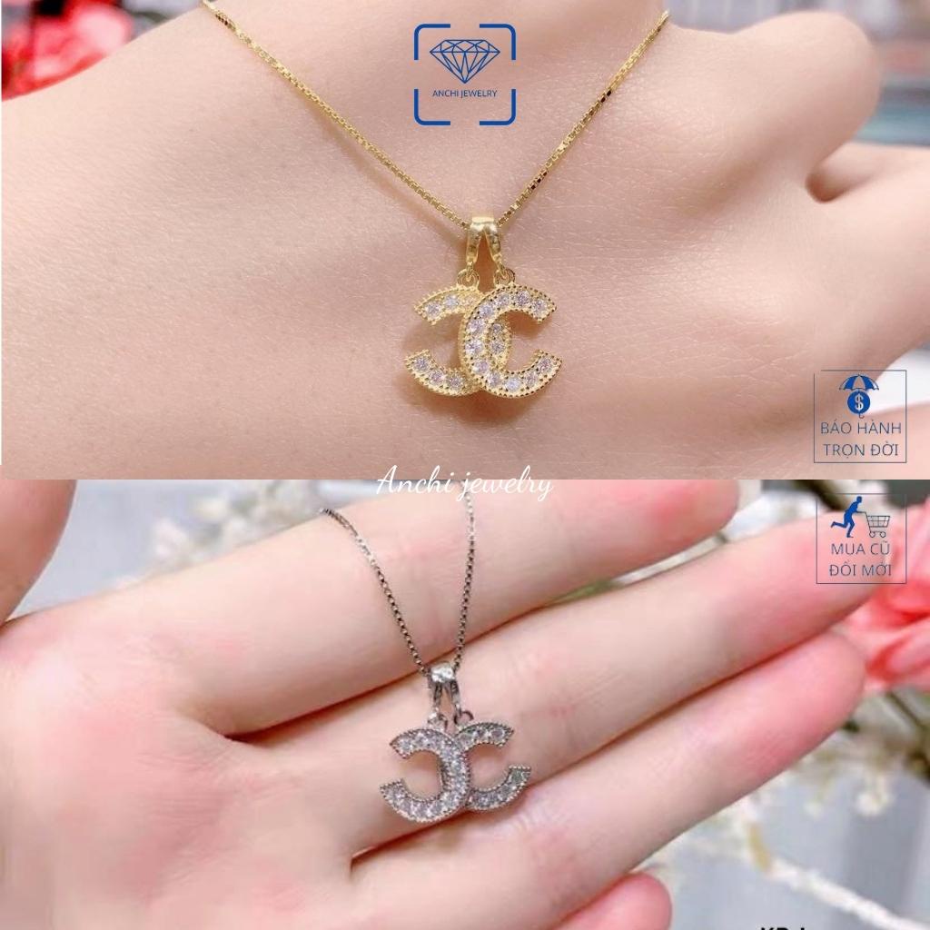 Dây chuyền mặt chữ X đính đá, chuẩn bạc ta mạ vàng - Anchi jewelry