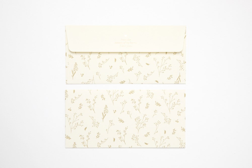 Set 4 Phong Bì ARTBOX Hàn Quốc Màu Ngà Họa Tiết Lá Vàng