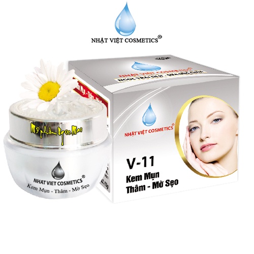 Kem mụn – Xóa thâm – Mờ sẹo dưỡng chất Ngọc trai đen - Sữa ong chúa V-11 Nhật Việt Cosmetics (16g)