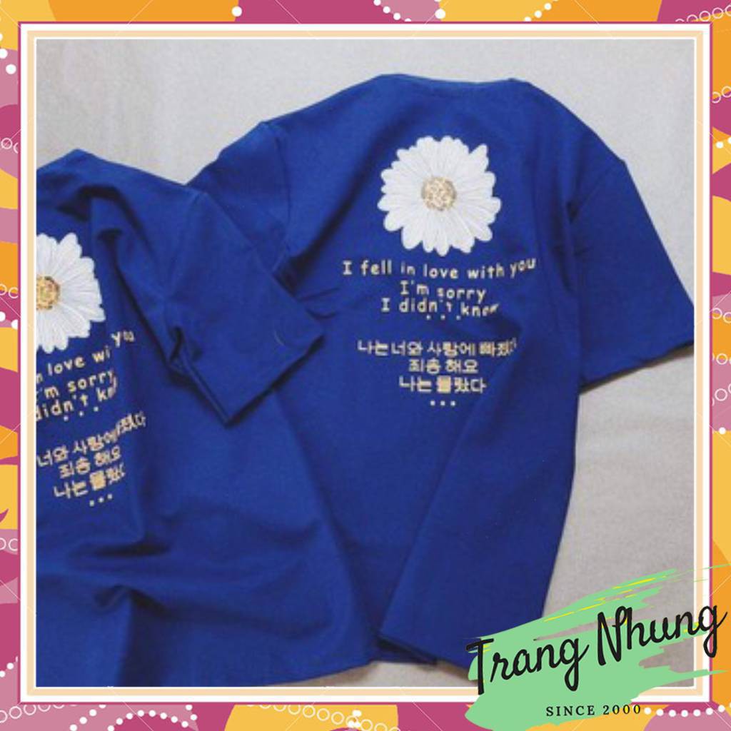 ⚡Thời Trang⚡ Áo Thun hoa cúc chữ Hàn HAVU905 Thời trang Nam,Nữ Cao Cấp - Phân phối chính thức Tại Trang Nhung Fashion