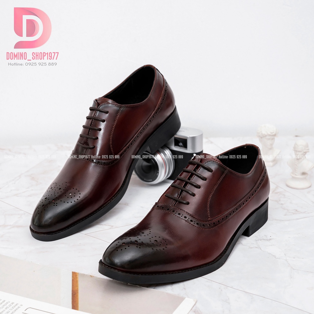 Giày tây nam thoáng khí da bò  thật 100% kiểu dáng Oxford