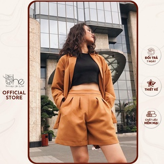 Set áo vest tay dài quần short She, Áo blazer kèm short cá tính đi chơi cho nữ SQ98