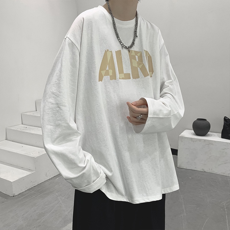 Áo thun dài tay dáng rộng phong cách trẻ trung cho nam size M-5XL