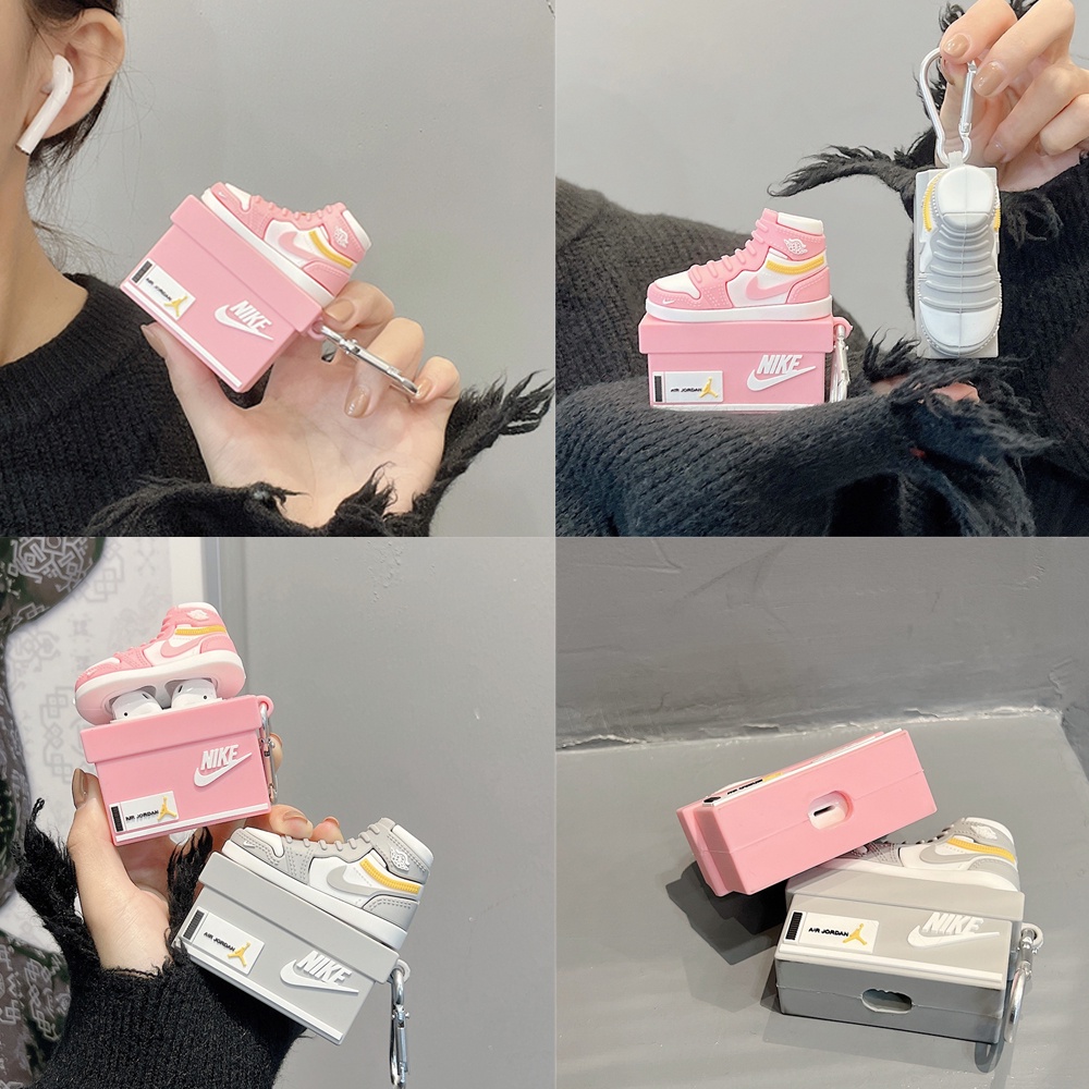 Vỏ Bảo Vệ Hộp Sạc Tai Nghe Airpods Pro 3/ 1 2/ 3 Bằng Silicon Họa Tiết Giày Jordan Hoạt Hình Chống Rơi