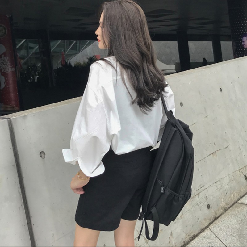 sơ mi ulzzang áo sơ mi nữ trắng dáng dài giấu quần kèm cavat kẻ | BigBuy360 - bigbuy360.vn