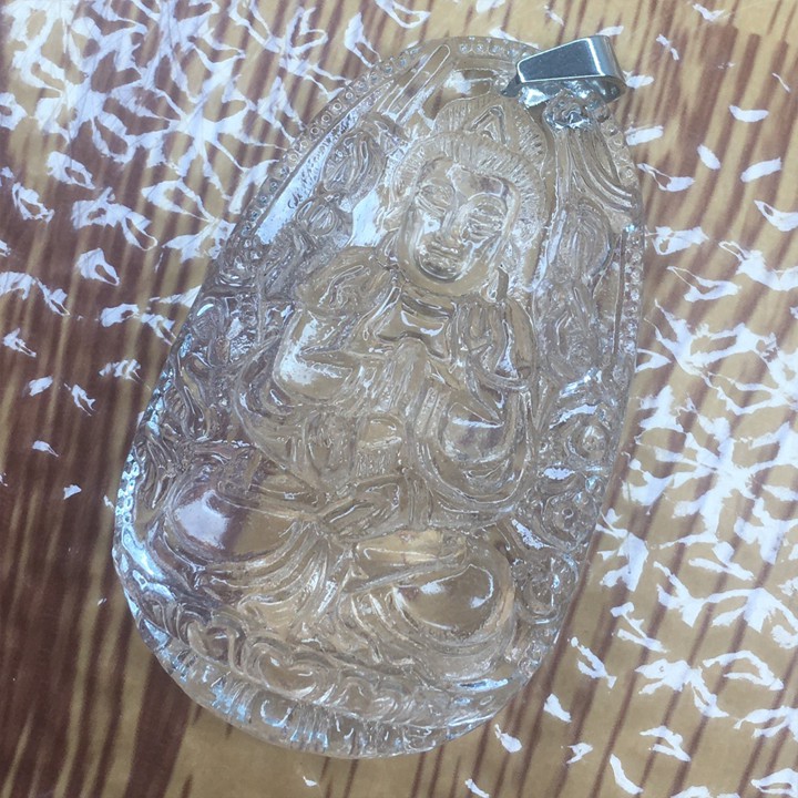 Mặt dây chuyền Phật Thiên Thủ Thiên Nhãn pha lê trắng 3.6cm - Phật bản mệnh tuổi Tý - Mặt size nhỏ - Tặng kèm móc inox