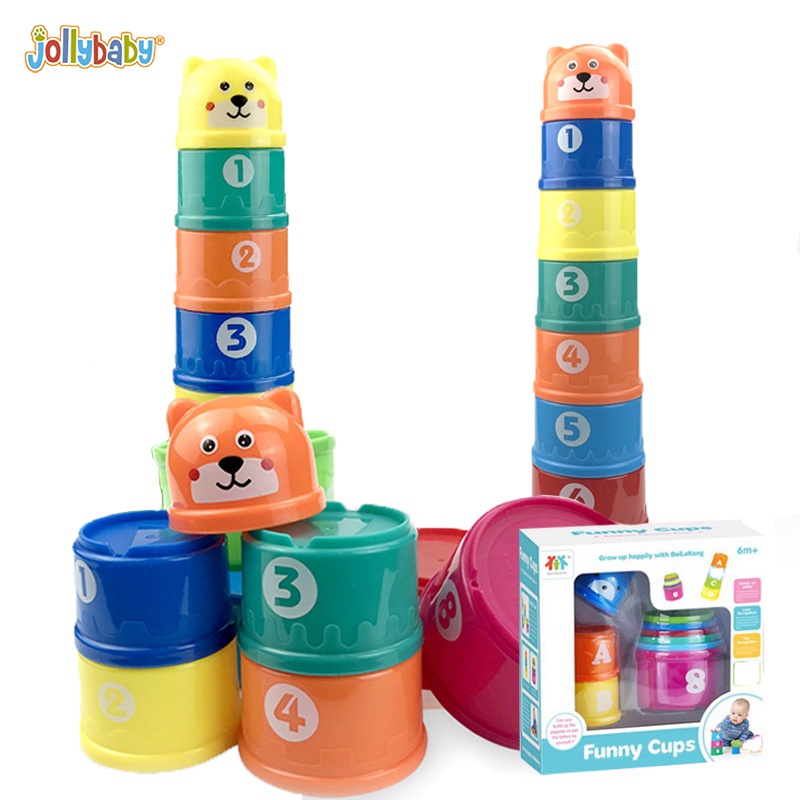 Bộ đồ chơi xếp ly JOLLYBABY dễ thương vui nhộn xinh xắn làm quà sinh nhật Giáng sinh năm mới cho trẻ em