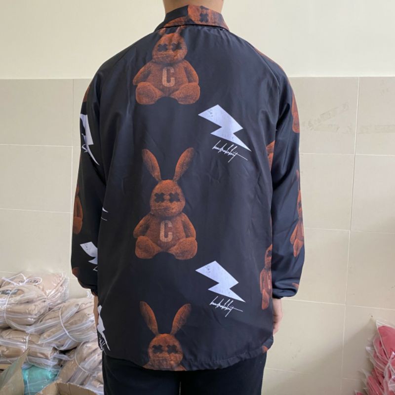 Áo khoác dù jacket THỎ form rộng unisex (Ảnh thật)