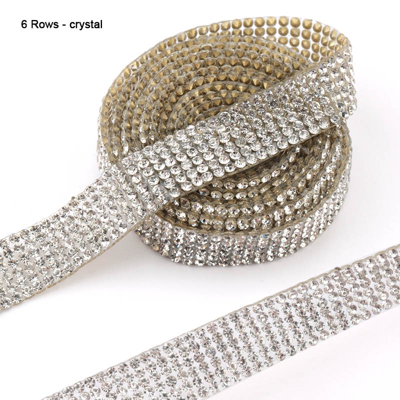 Cuộn Dây Ruy Băng Đính Đá Dùng Trang Trí 1 Yard 6 / 8 / 12