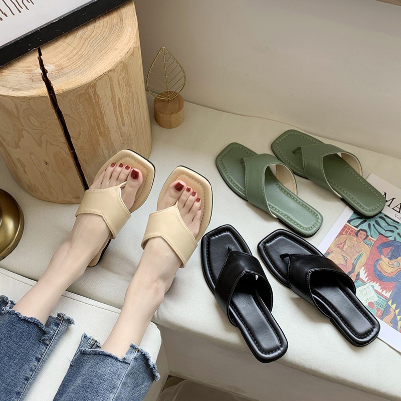 Big Size 35-42 Dép Nữ Xỏ Ngón Đế Bằng Hở Ngón Thời Trang Dành