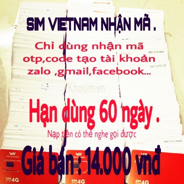 Sim VietNamobile nghe gọi tạo tài khoản Shope,Sen,Lad,Fb,Zalo,Gmail,Momo. Nghe và nhận tin nhắn đến