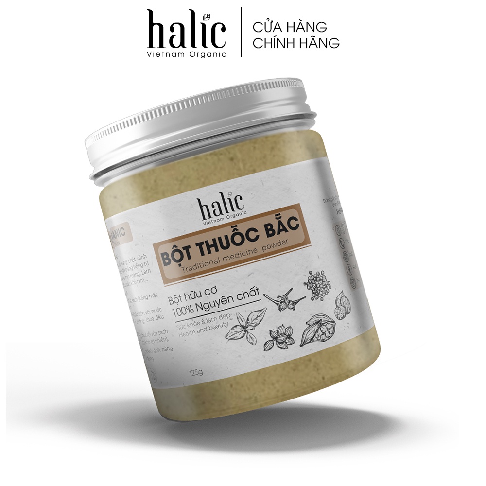Bột tắm trắng thảo dược 24 vị nguyên chất Halic Organic 125G đắp mặt nạ tắm trắng, giảm mụn, mờ thâm nám, trẻ hoá làn da