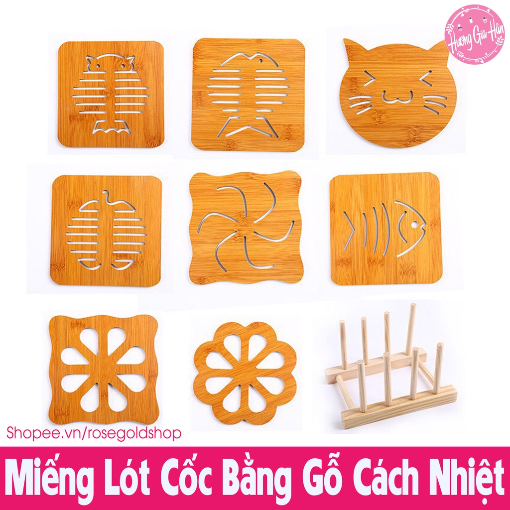 Miếng Lót Cốc Chén Bằng Gỗ Cách Nhiệt, Có Đế Cao Su Giúp Tránh Gây Trầy Xước Cho Bề Mặt Kê Phía Dưới Tấm Lót