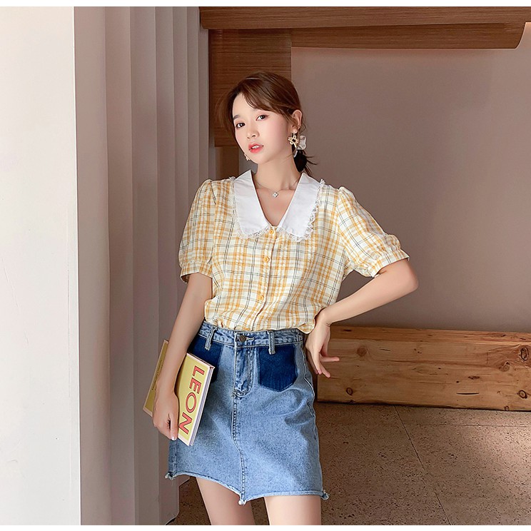 [ Mã WASTRUN4 giảm 10% tối đa 30K đơn 99K] Áo Sơ Mi Nữ cổ bèo phối ren - Áo Kiểu Xuu Design TK20.67 | BigBuy360 - bigbuy360.vn