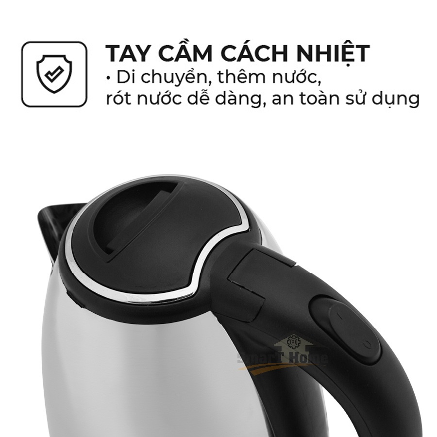 Ấm Đun Siêu Tốc Sunhouse 1.8l HTD1081 , Ấm Siêu Tốc Happy Time 1.8l Chất Liệu Inox 304 Cao Cấp Tay Cầm Cách Nhiệt