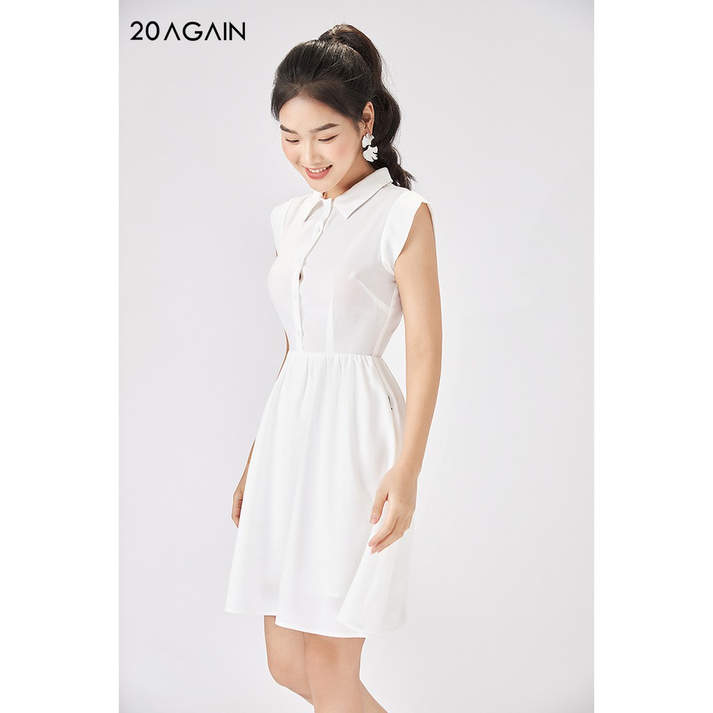 Đầm xòe cổ bẻ, chấm bi, trơn màu, thanh lịch 20AGAIN DEW1115 | BigBuy360 - bigbuy360.vn