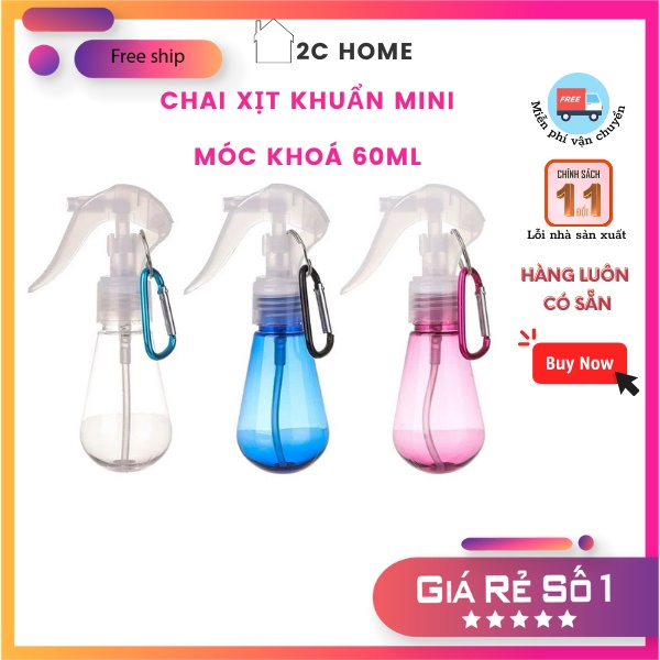 Chai xịt khuẩn mini móc khoá 60ml Treo Cặp, Van Khóa An Toàn Siêu Tiện Dụng – 2C Home