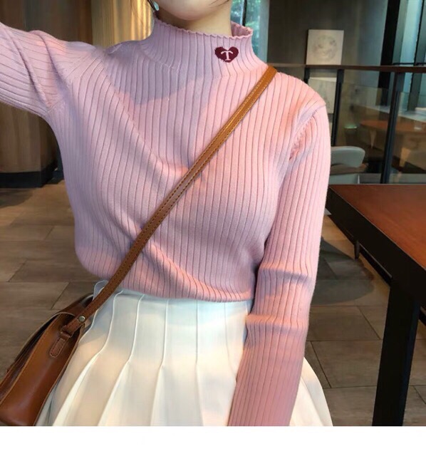 ÁO LEN HỒNG CỔ THÊU