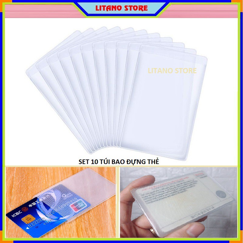 Combo 10  Và 20 Túi Vỏ Bao Nhựa PVC Đựng Bọc Thẻ  ATM Căn Cước Công Dân, Bằng Lái Xe, Thẻ Ngân Hàng, Thẻ Sinh Viên