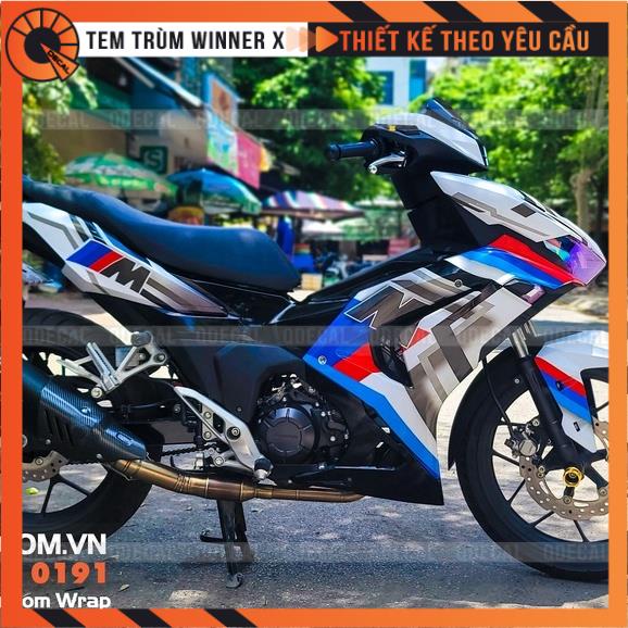 Tem trùm Winner X V3 BMW Đỏ Xanh Đen decal 3 lớp cao cấp