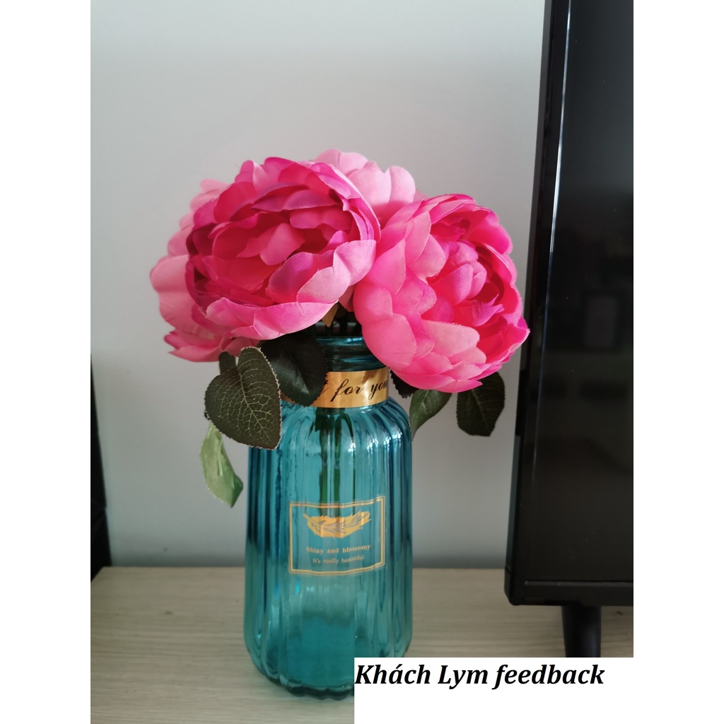 (SẴN) Lọ hoa thủy tinh 3 màu miệng chum - Bình hoa thủy tinh màu cao cấp xuất khẩu