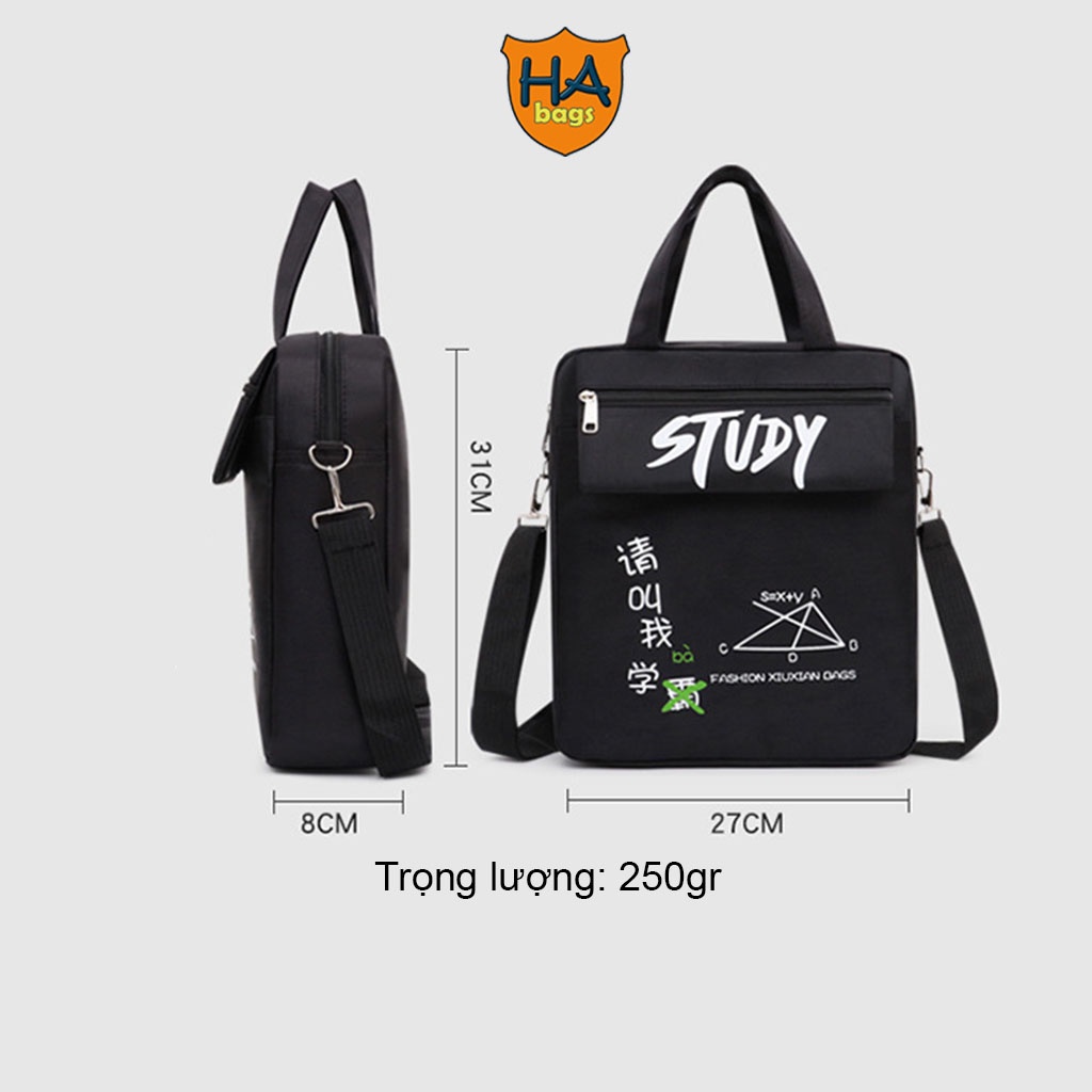 Túi sách đi học thêm, học hè cho học sinh tiểu học HA1025, kích thước 31x27x8cm
