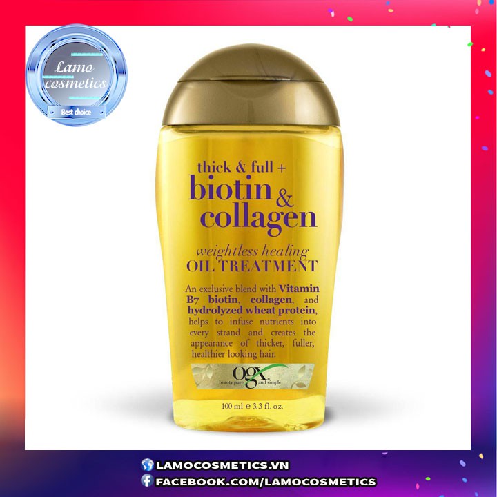 Dưỡng tóc OGX Biotin & Collagen Weightless Healing oil 100ml